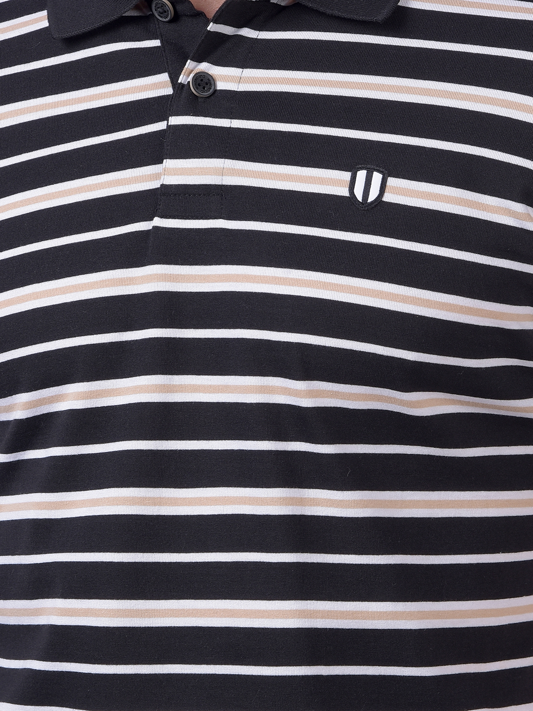 Numero Uno Men Black Stripes Polo Neck T-Shirt